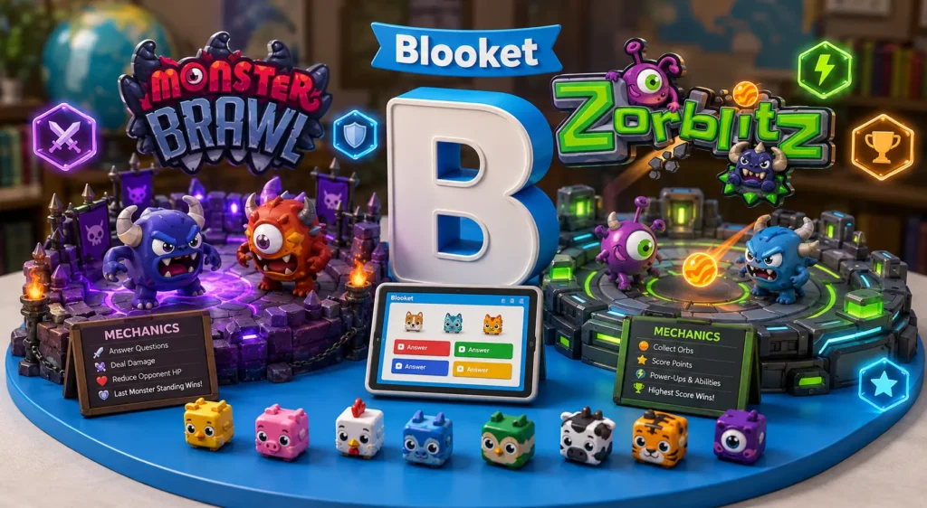 Monster Brawl & Zorblitz Blooket Mode Mechanics